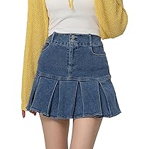デニムプリーツスカート miniministore ミニデニムプリーツスカート ベルト付き